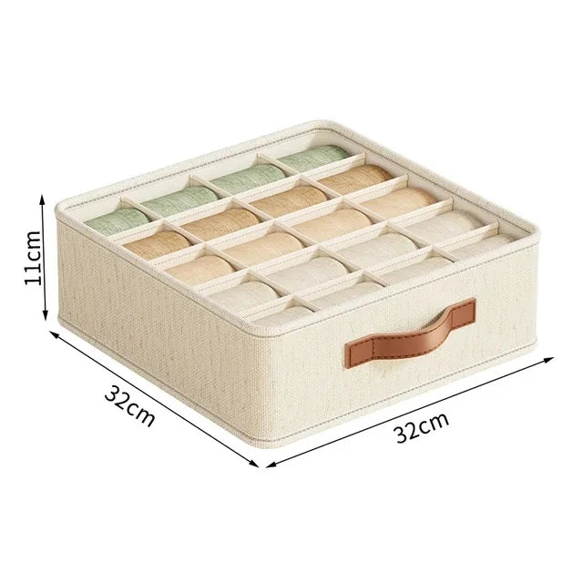 Underwear & Sock Storage Box - Compartmentalized Drawer Organizer for Clothes