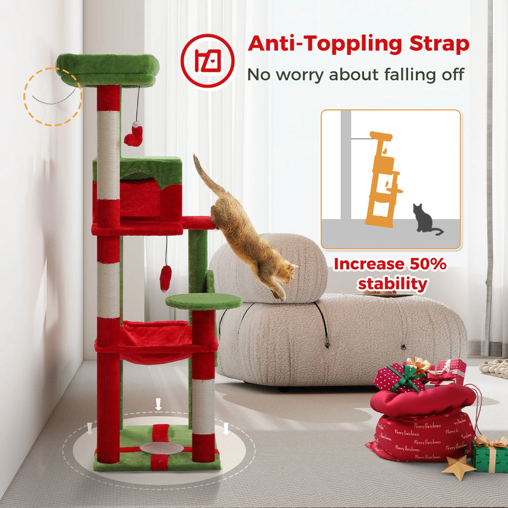 PAWZ Road 5-Level Cat Tree Tower | Large Hammock, Sisal Scratching Posts & Cozy Condo for Indoor Cats