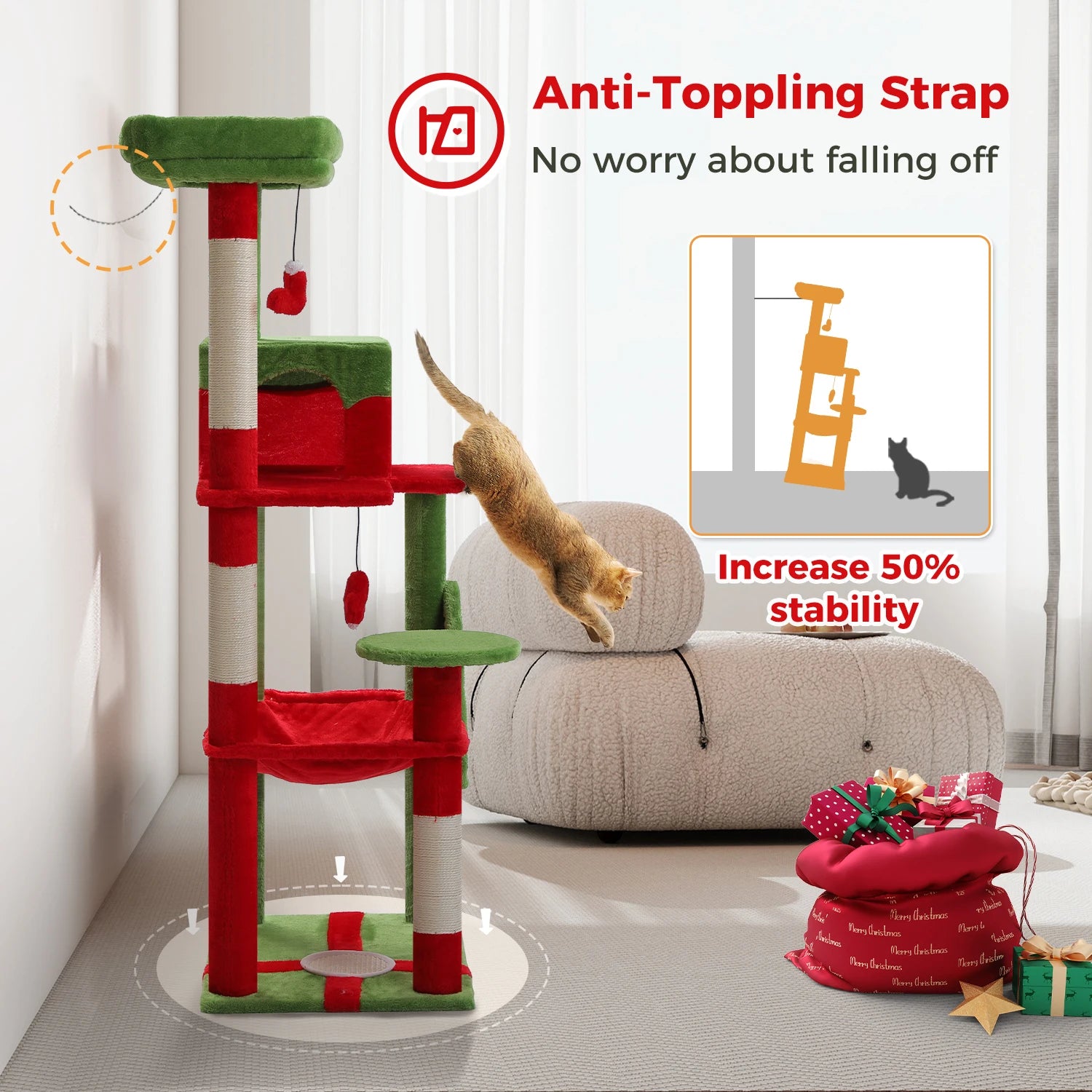 PAWZ Road 5-Level Cat Tree Tower | Large Hammock, Sisal Scratching Posts & Cozy Condo for Indoor Cats