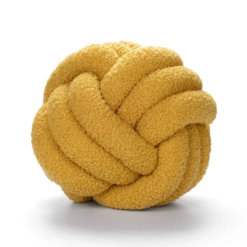 Hand-woven Knotted Ball Pillow Lamb Velvet