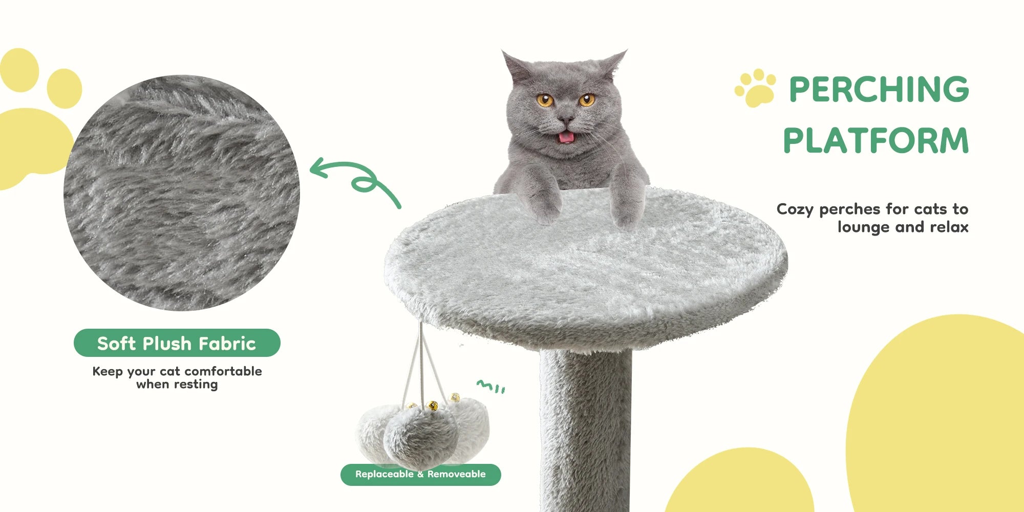 JHK 44" Multi-Level Cat Tree Tower | 4-Tier Climbing Tower with Condo, Hammock & Sisal Scratching Posts | For 2–3 Cats