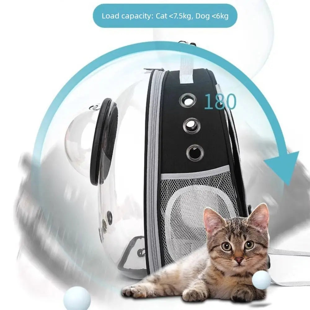 Space Capsule Cat Backpack | Transparent Ventilated Pet Carrier for Travel, Hiking & Vet Visits