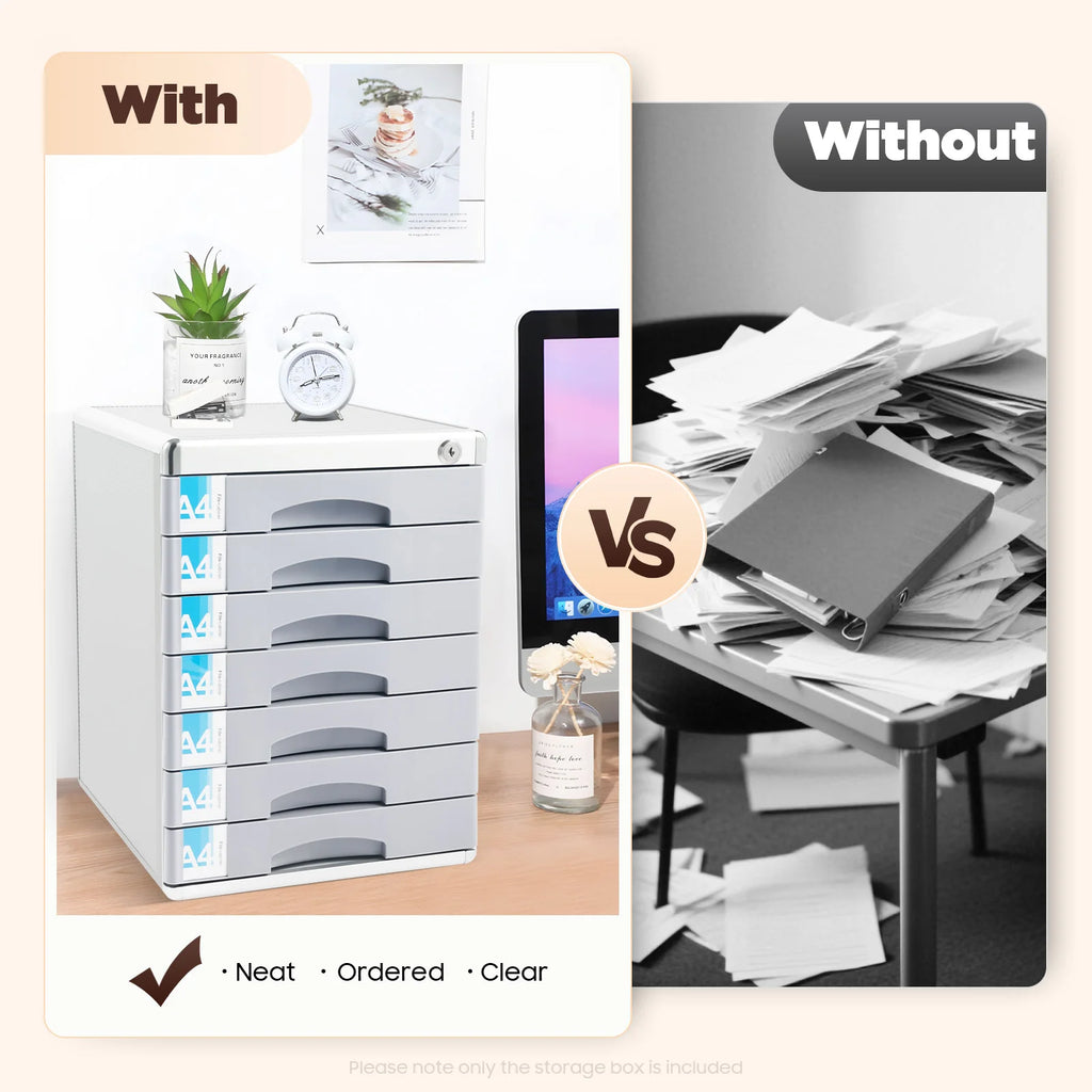 7-Tier Document Labeling Box - Multi-Layer Desktop File Organizer & Storage