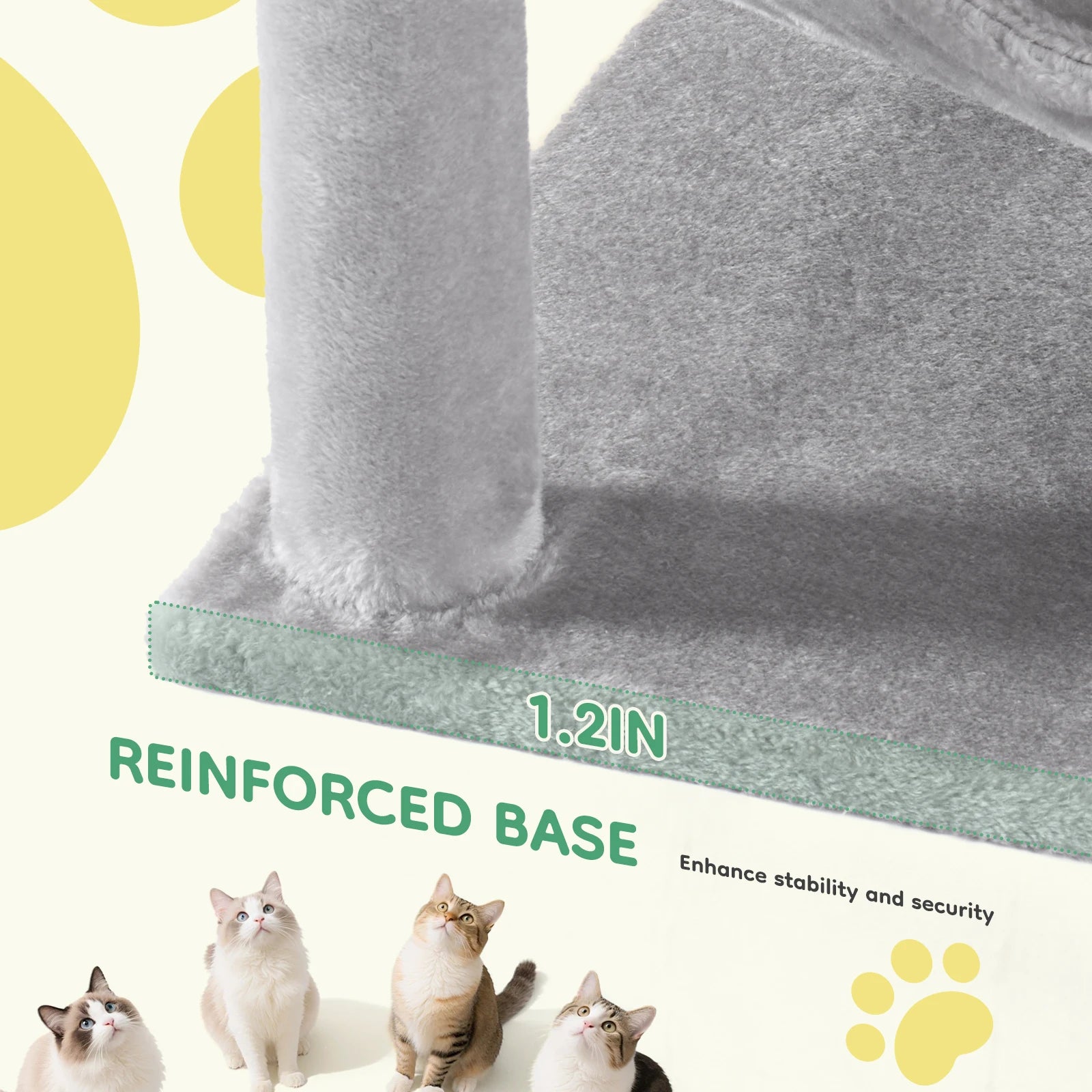 JHK 44" Multi-Level Cat Tree Tower | 4-Tier Climbing Tower with Condo, Hammock & Sisal Scratching Posts | For 2–3 Cats