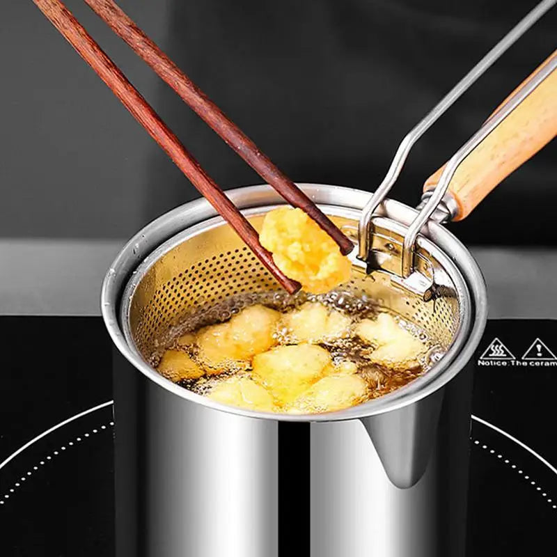 Stainless Steel Deep Fryer Pot with Basket - Professional Home Frying Set