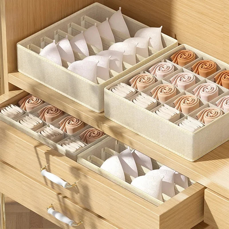 Underwear & Sock Storage Box - Compartmentalized Drawer Organizer for Clothes