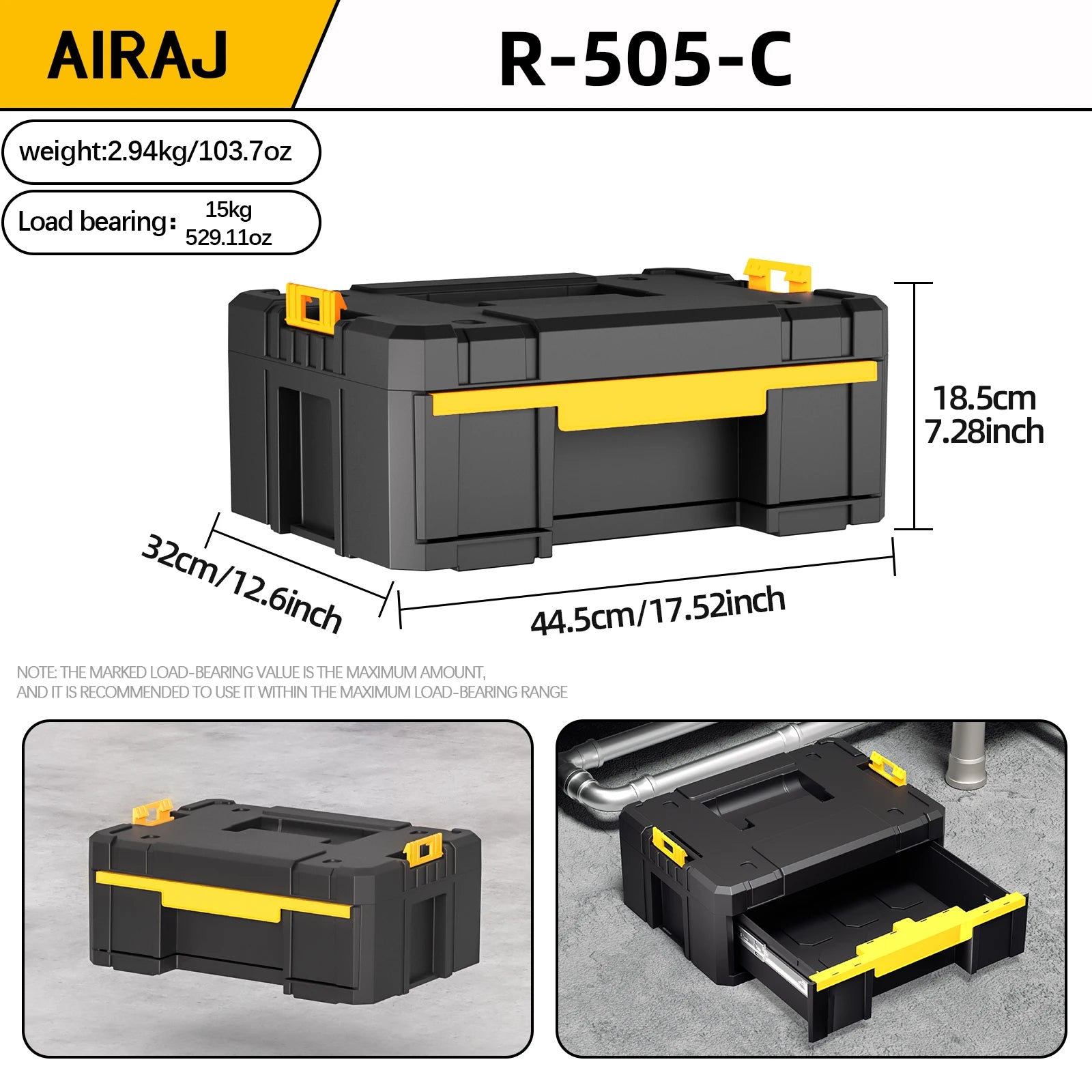 AIRAJ MultiFunctional Tier Stackable Rolling Plastic Portable Folding Tool Storage Box