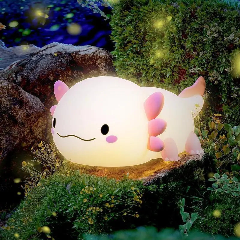 Cute Axolotl LED Night Light - Soft Silicone Mood Lamp for Bedroom Decor