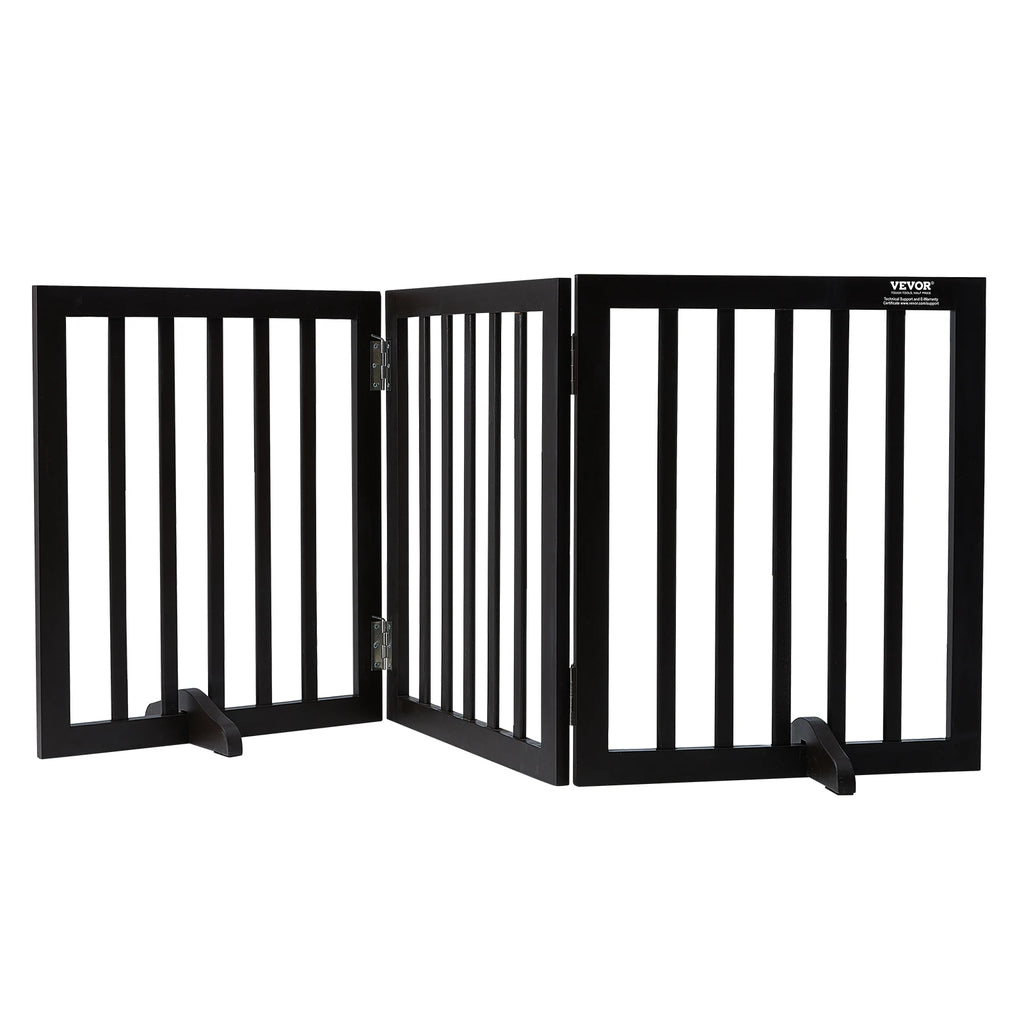 SucceBuy Freestanding Wood Dog Gate | 3-Panel Foldable Pet Barrier | No-Drill, Adjustable Width | 60–96 Inches
