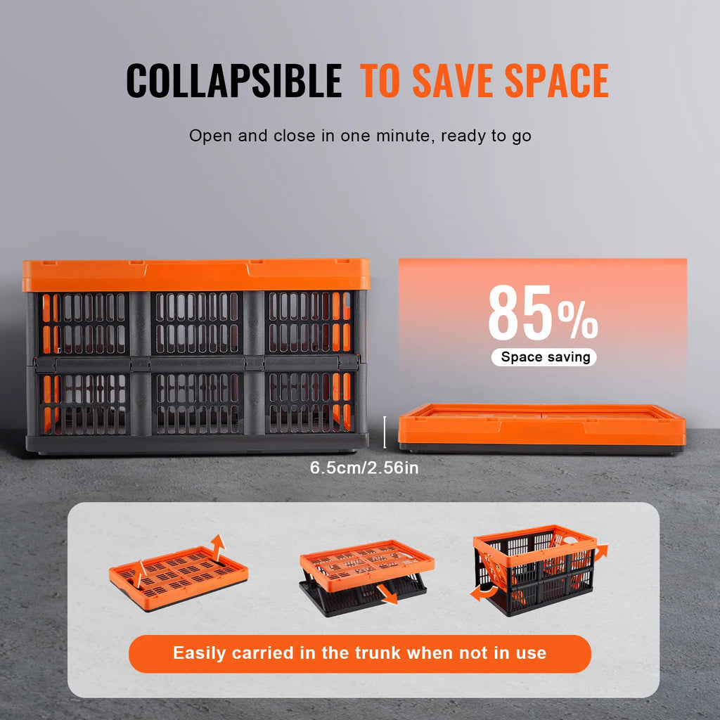 SucceBuy 45L 3 Packs Plastic Collapsible Storage Basket Folding Bins