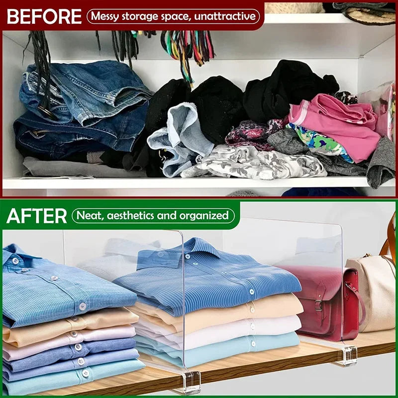 Transparent Closet Shelf Divider - Acrylic Wardrobe Organizer for Bags & Sweaters