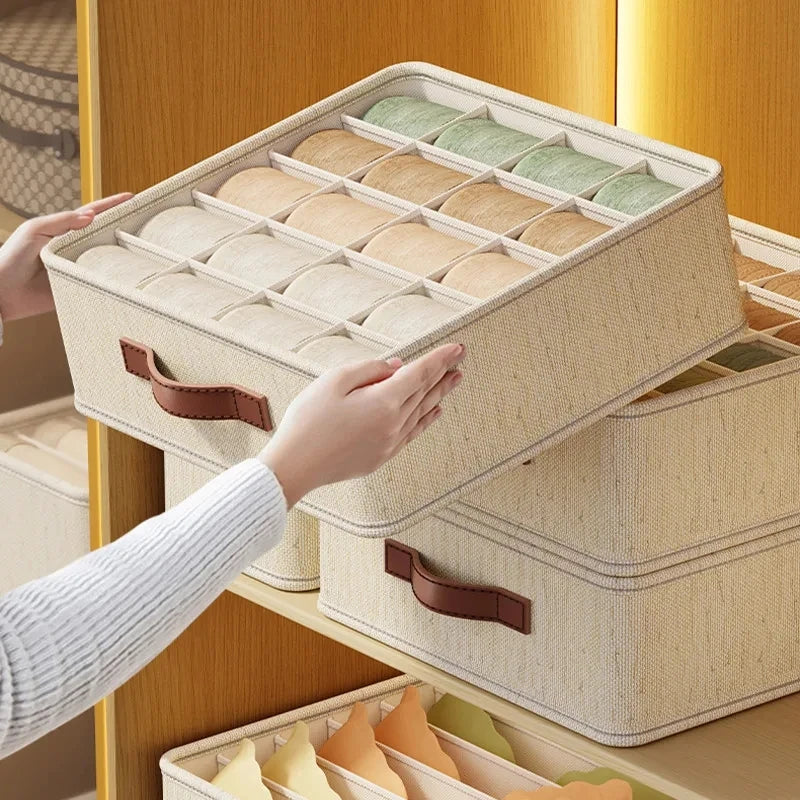 Underwear & Sock Storage Box - Compartmentalized Drawer Organizer for Clothes