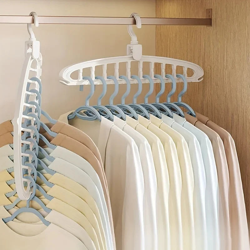 Non-Slip Multi-Hole Clothes Hanger - Folding Space-Saver Hanger for Wardrobe