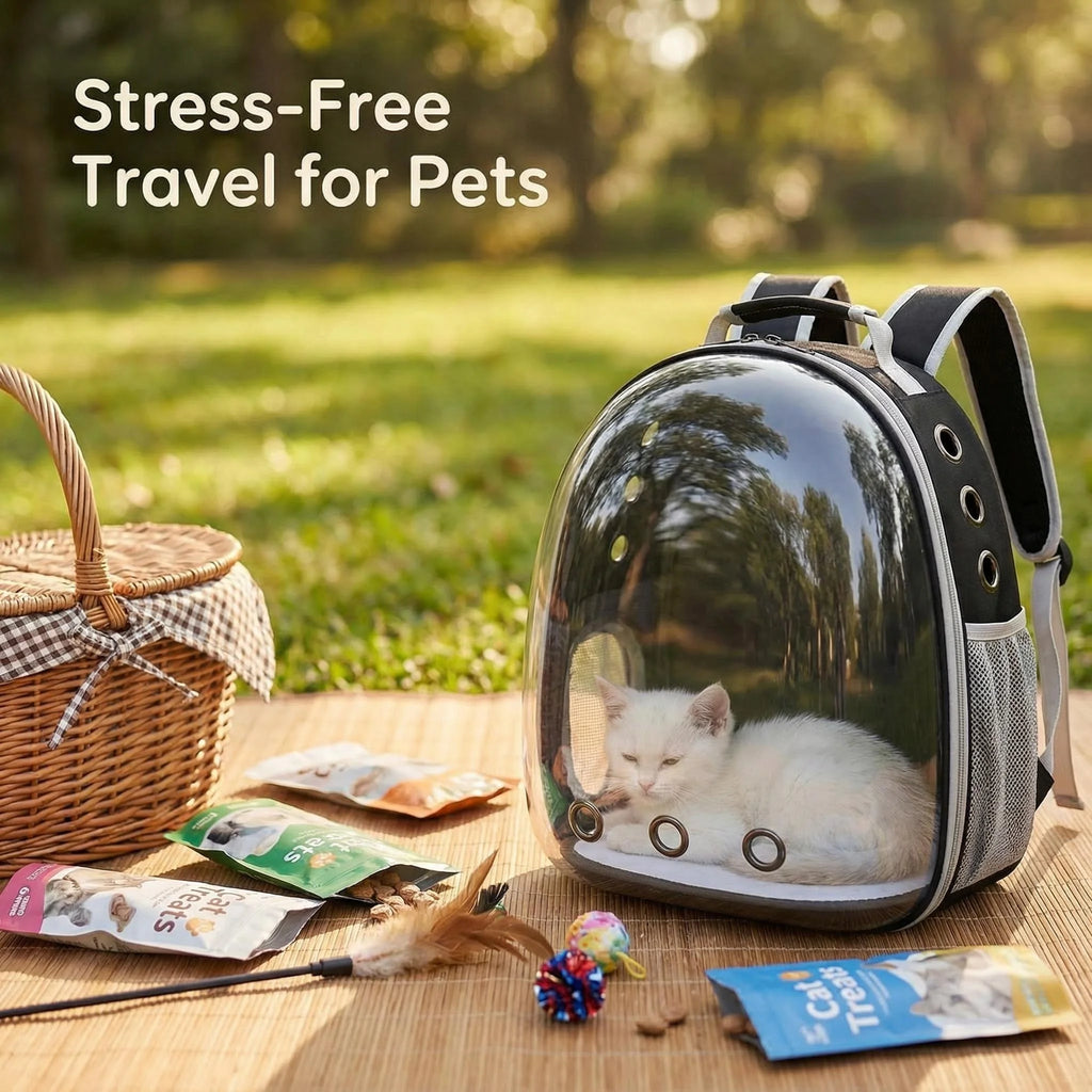 Space Capsule Cat Backpack | Transparent Ventilated Pet Carrier for Travel, Hiking & Vet Visits