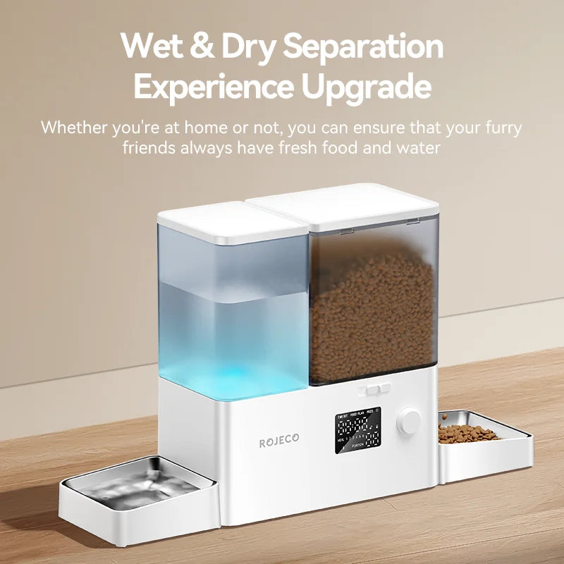 ROJECO 2-in-1 Automatic Pet Feeder & Water Fountain | 8.5L Smart Kibble Dispenser with LCD Display & Timer