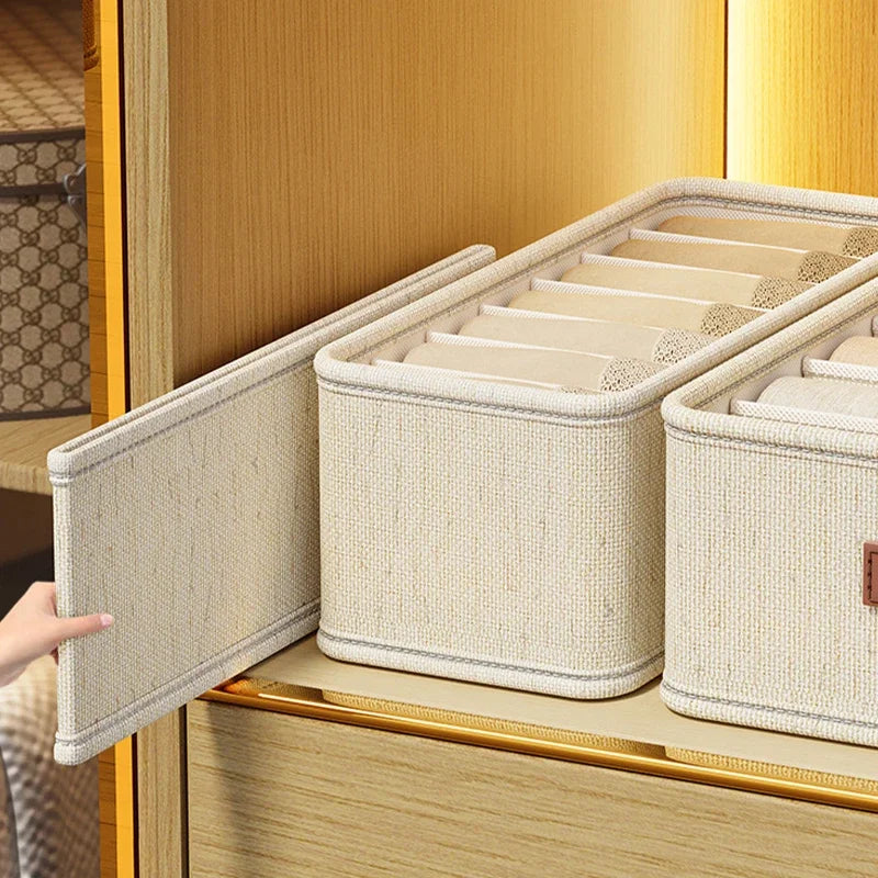 Underwear & Sock Storage Box - Compartmentalized Drawer Organizer for Clothes