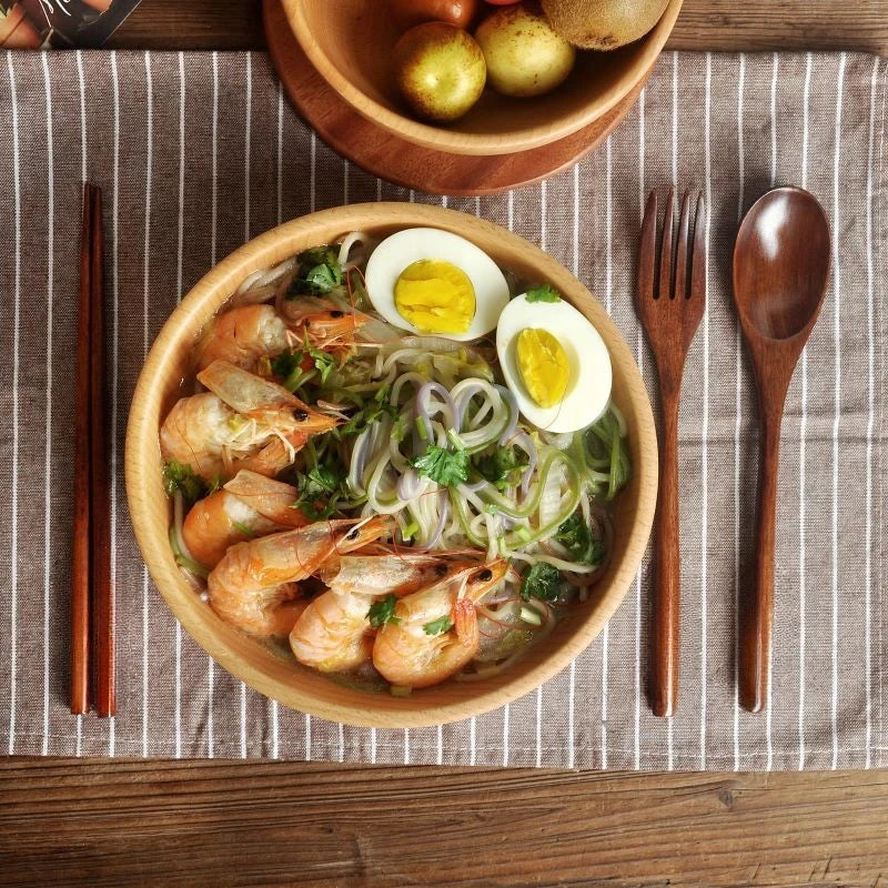 3-Piece Portable Bamboo Cutlery Set - Eco-Friendly Reusable Wooden Spoon, Fork & Chopsticks for Travel