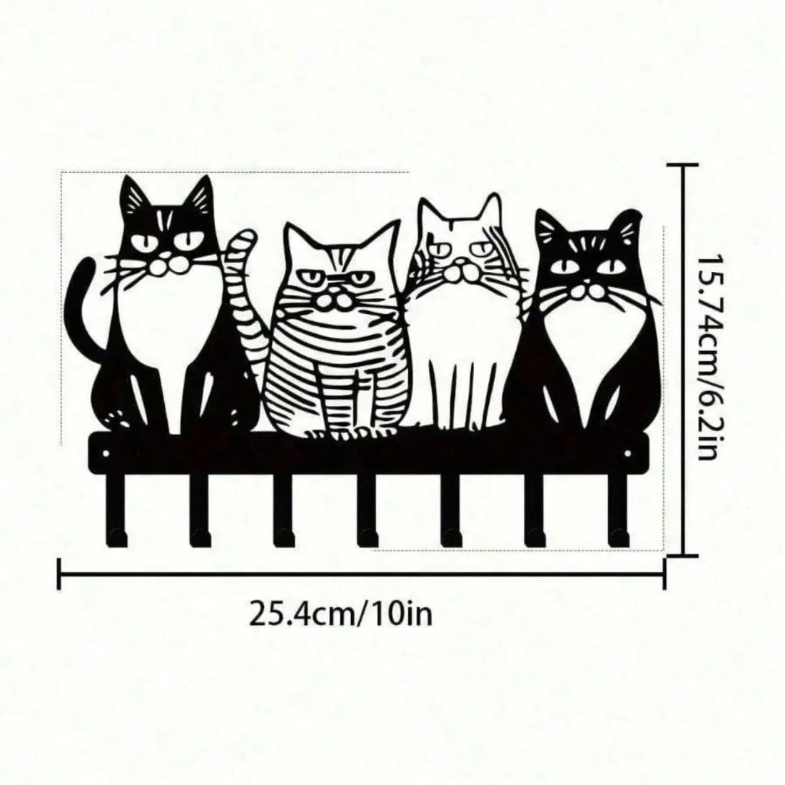 Cat Wall Hooks Set - Cute Kitty Decor
