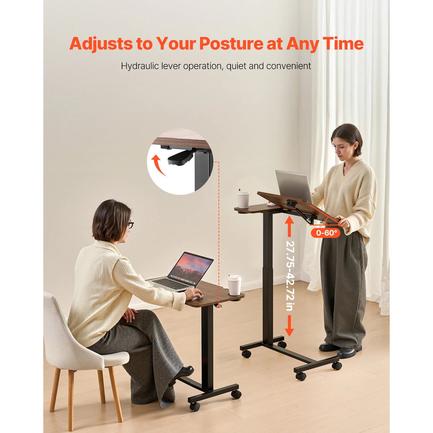 SucceBuy Overbed Table Mobile Bed Side Table