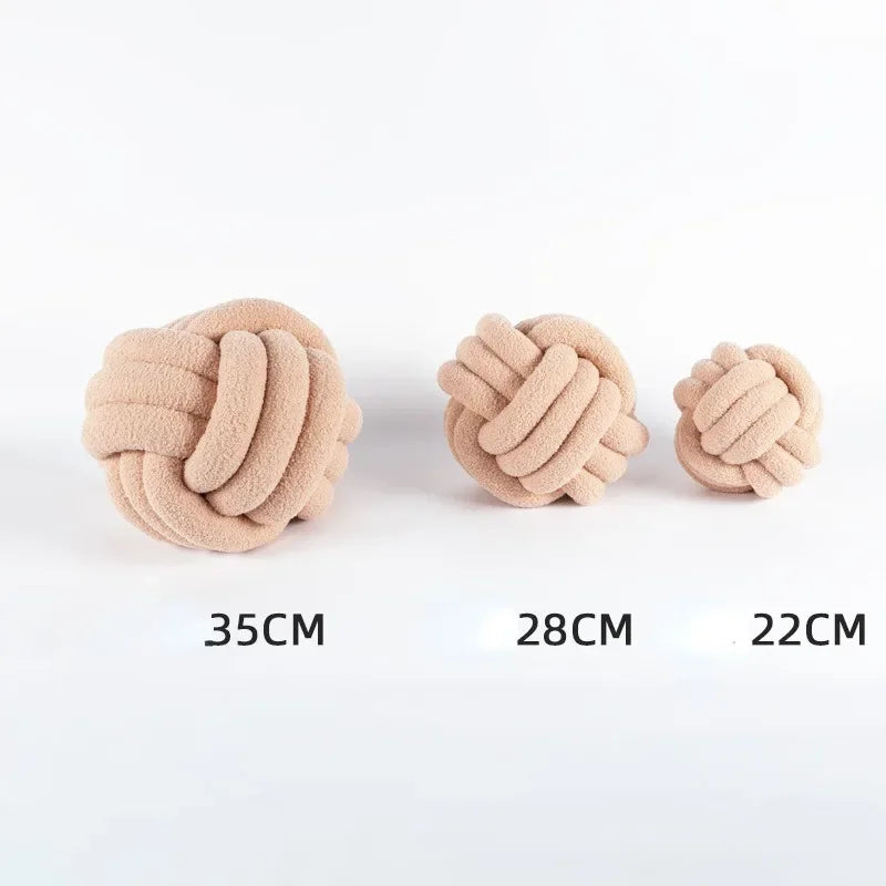 Hand-woven Knotted Ball Pillow Lamb Velvet