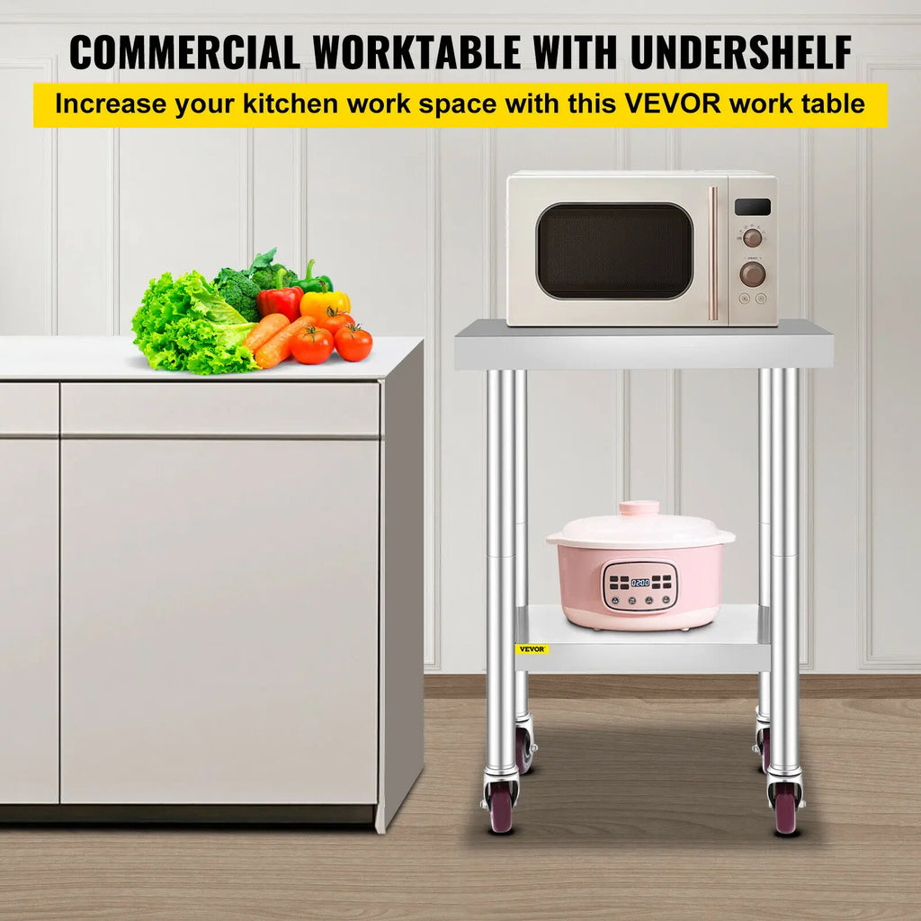 SucceBuy Stainless Steel Kitchen Worktable shelves