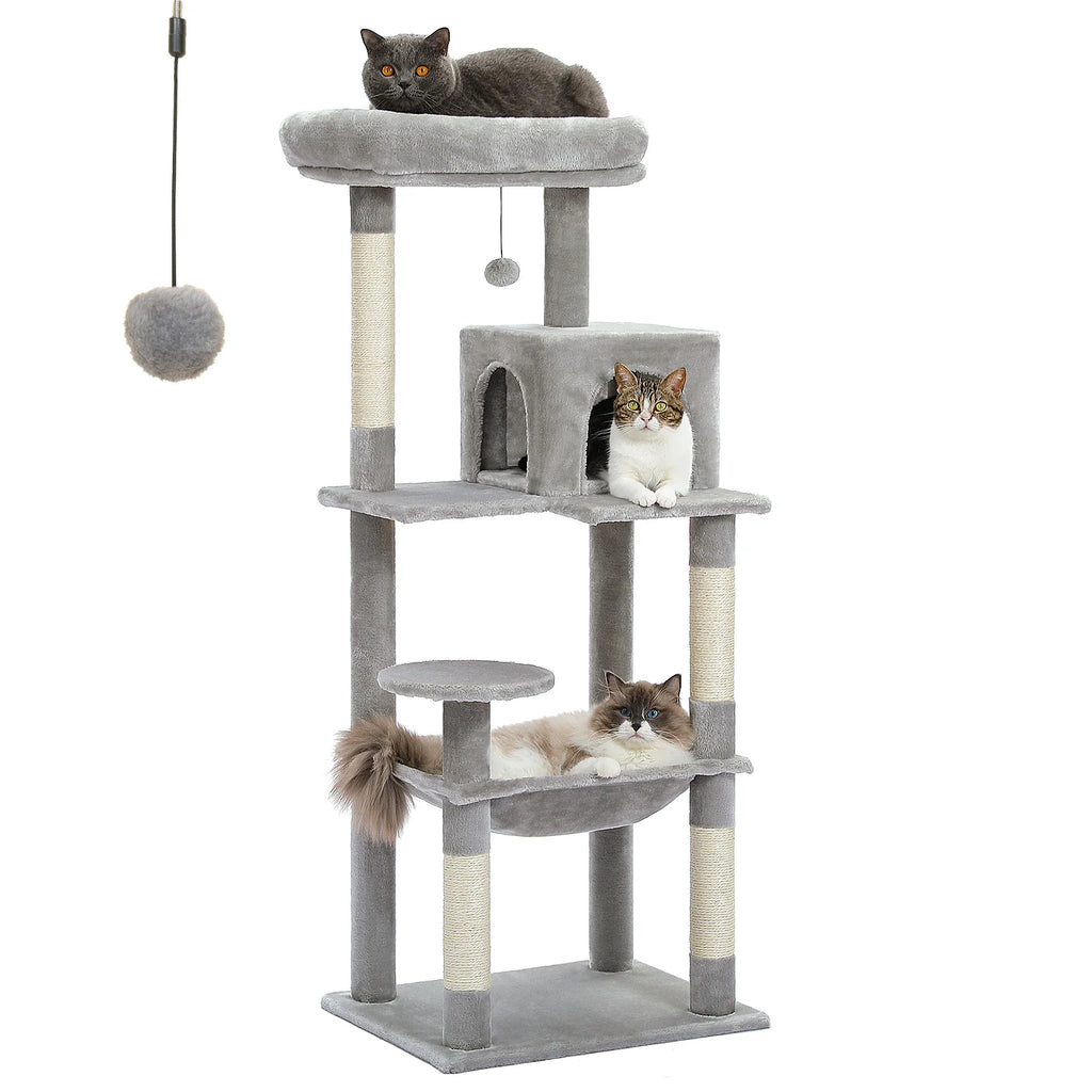 PAWZ Road 5-Level Cat Tree Tower | Large Hammock, Sisal Scratching Posts & Cozy Condo for Indoor Cats