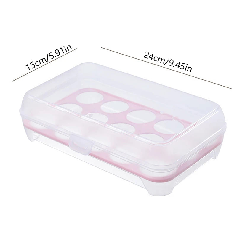 15-Grid Egg Storage Tray - Compact Refrigerator Egg Holder for Daily Use