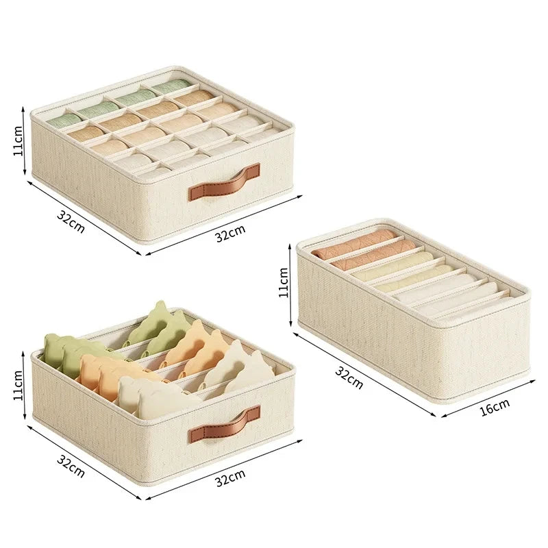 Underwear & Sock Storage Box - Compartmentalized Drawer Organizer for Clothes
