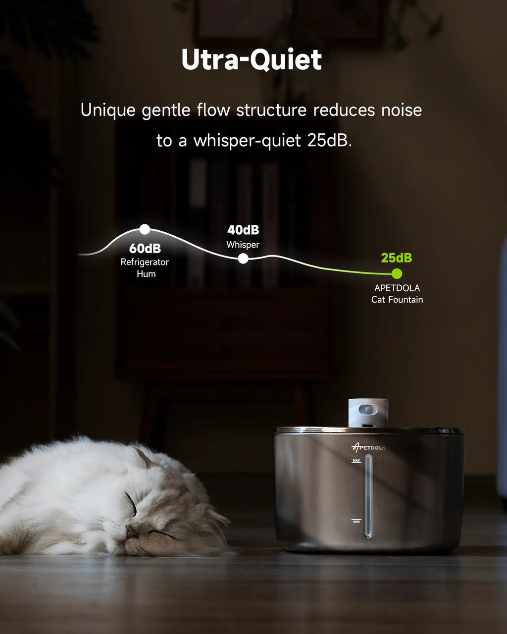 APETDOLA 4L Wireless Cat Water Fountain | Stainless Steel, Motion Sensor, 4000mAh Battery | 3 Modes for Cats & Dogs