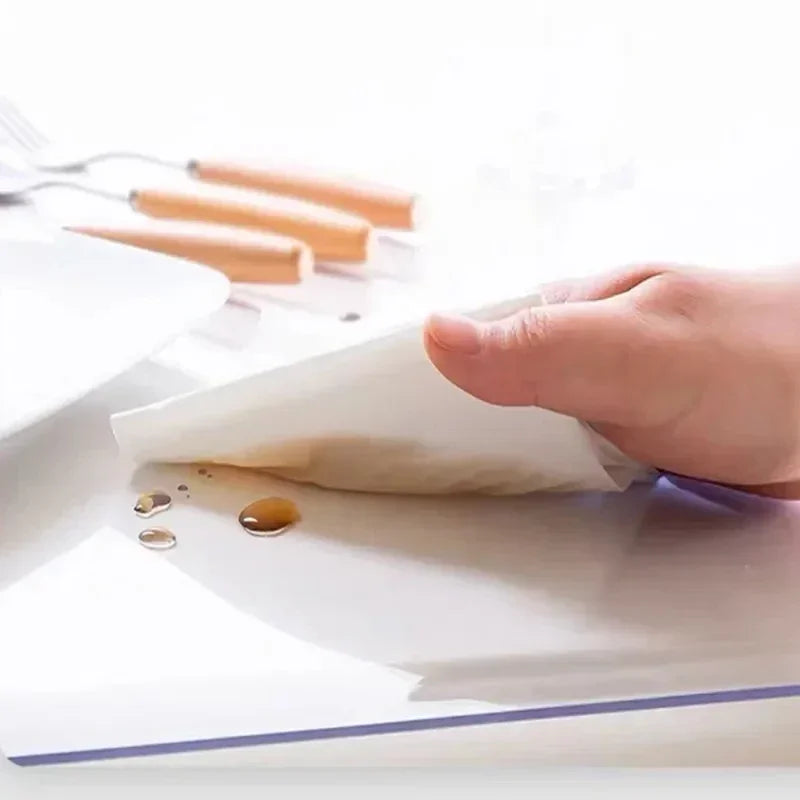 Clear Vinyl Tablecloth Protector (Waterproof & Heat-Resistant) - Reusable PVC Table Mat for Dining & Kitchen