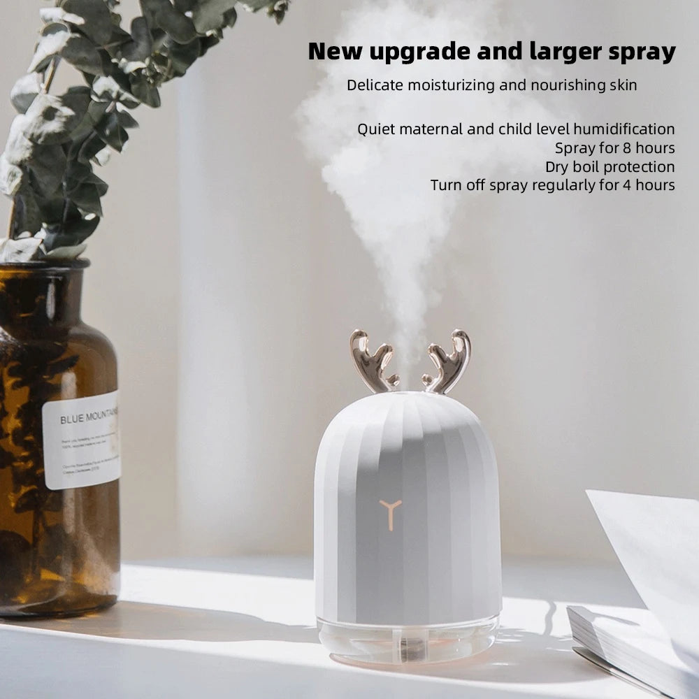 Mini Deer Humidifier & Diffuser - Portable USB Aromatherapy with LED Lights