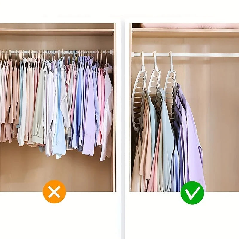 Non-Slip Multi-Hole Clothes Hanger - Folding Space-Saver Hanger for Wardrobe
