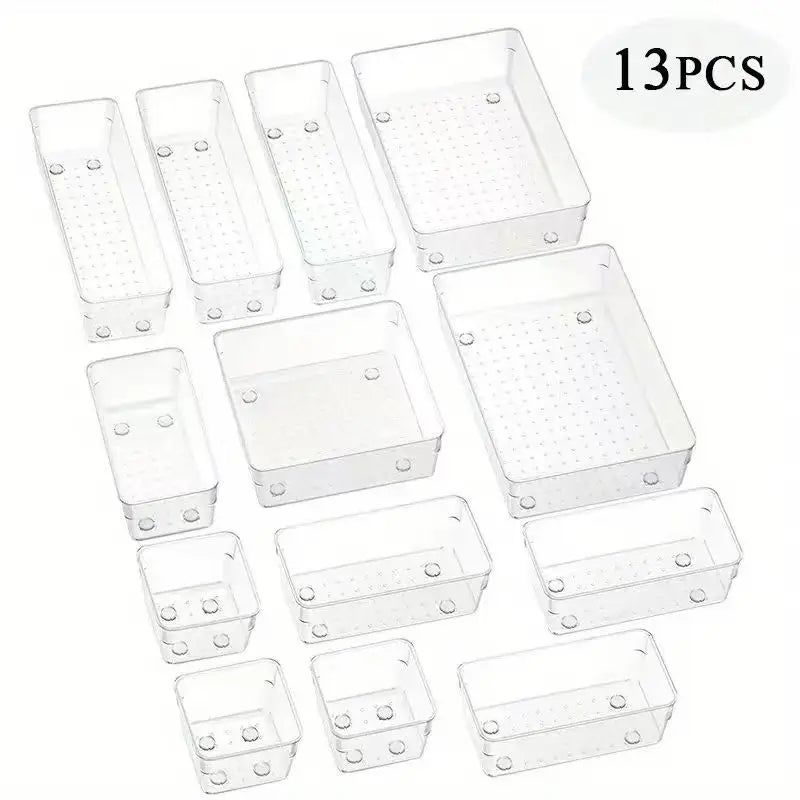 8/13/25Pcs Drawer Organizers Set Clear Plastic