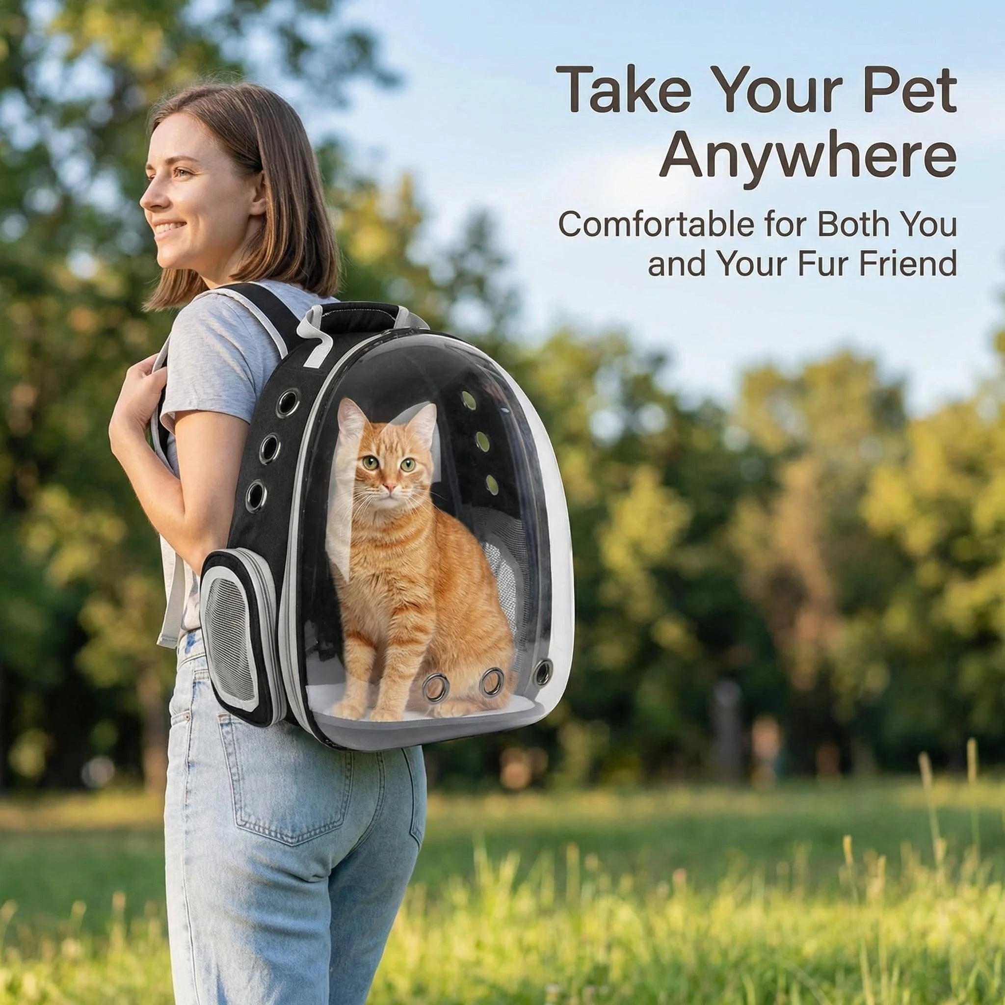 Space Capsule Cat Backpack | Transparent Ventilated Pet Carrier for Travel, Hiking & Vet Visits