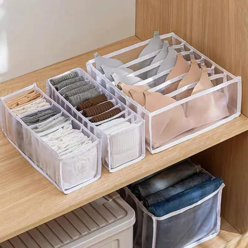 Underwear & Bra Storage Box - Divided Closet Drawer Organizer for Intimates