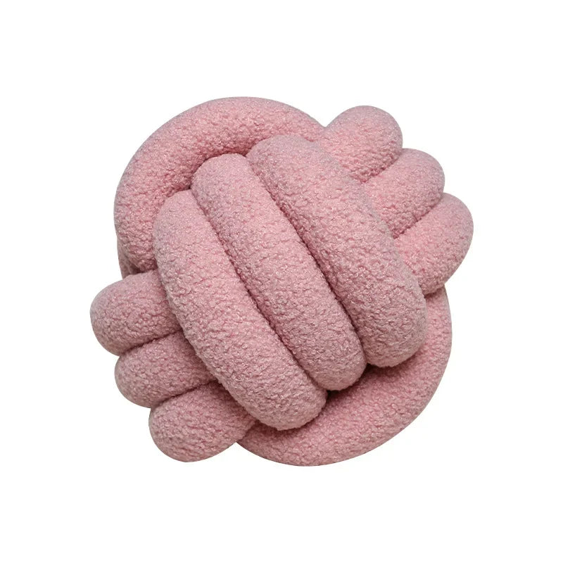 Hand-woven Knotted Ball Pillow Lamb Velvet