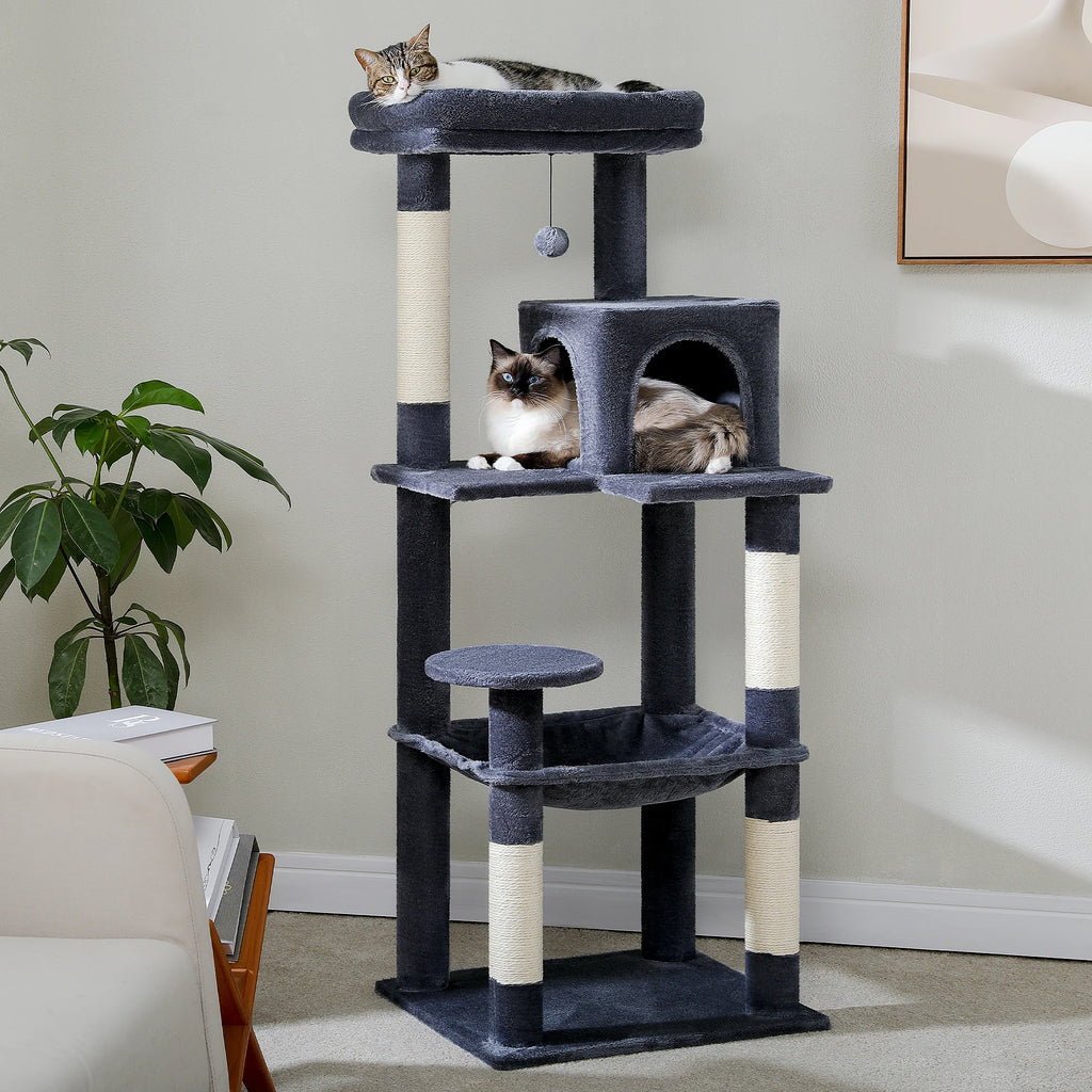 PAWZ Road 5-Level Cat Tree Tower | Large Hammock, Sisal Scratching Posts & Cozy Condo for Indoor Cats