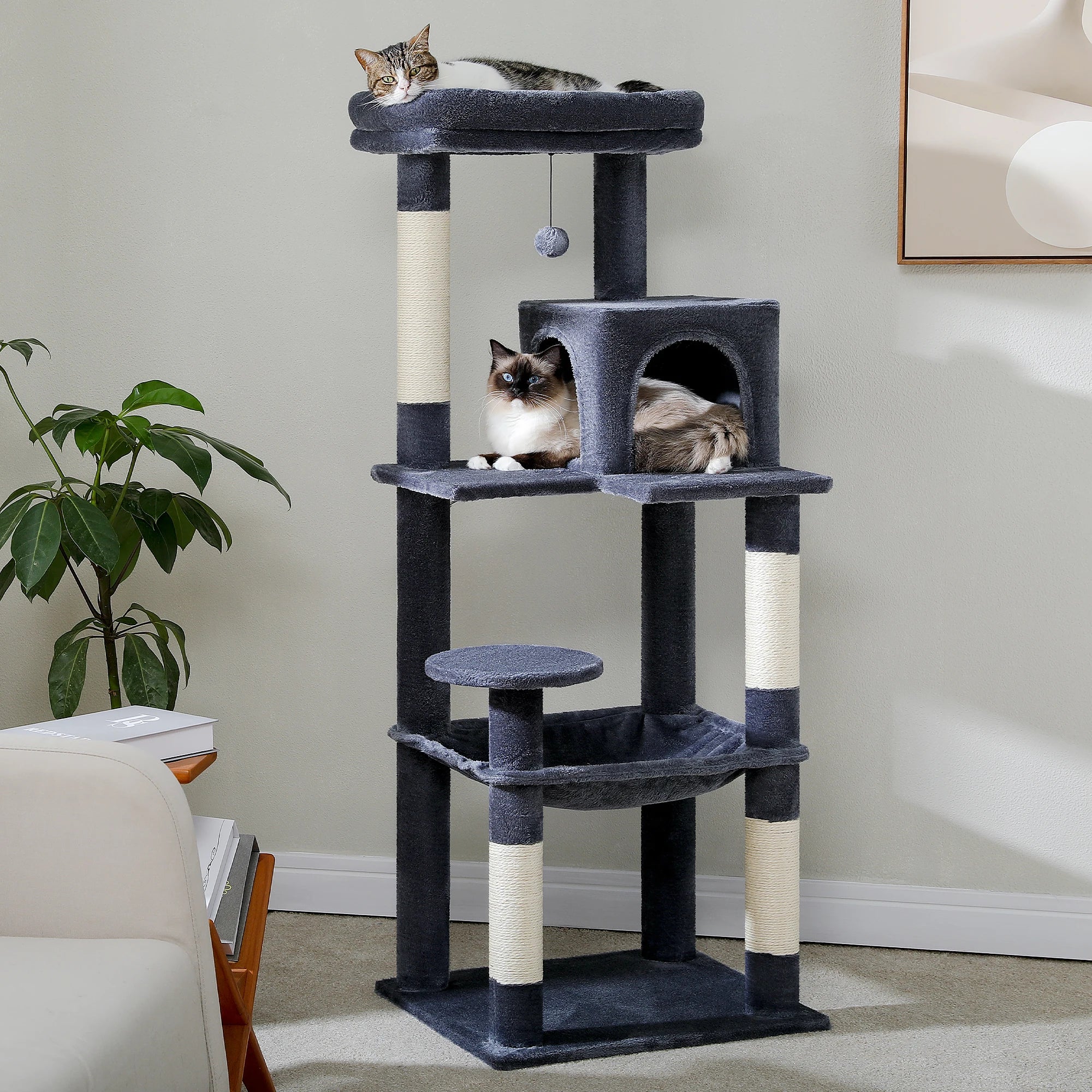 PAWZ Road 5-Level Cat Tree Tower | Large Hammock, Sisal Scratching Posts & Cozy Condo for Indoor Cats