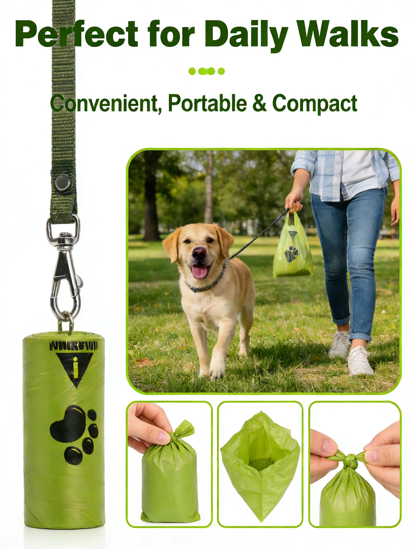 Eco-Friendly Dog Waste Bags | Extra Thick, Leak-Proof & Unscented | EPI Biodegradable Poop Bags for Dog Walking