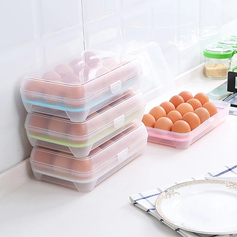 15-Grid Egg Storage Tray - Compact Refrigerator Egg Holder for Daily Use