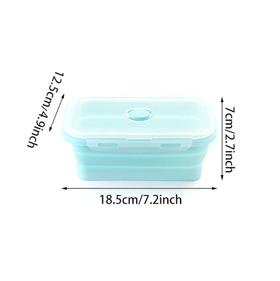 Foldable Silicone Lunch Box - Portable Heat-Resistant Picnic Food Container