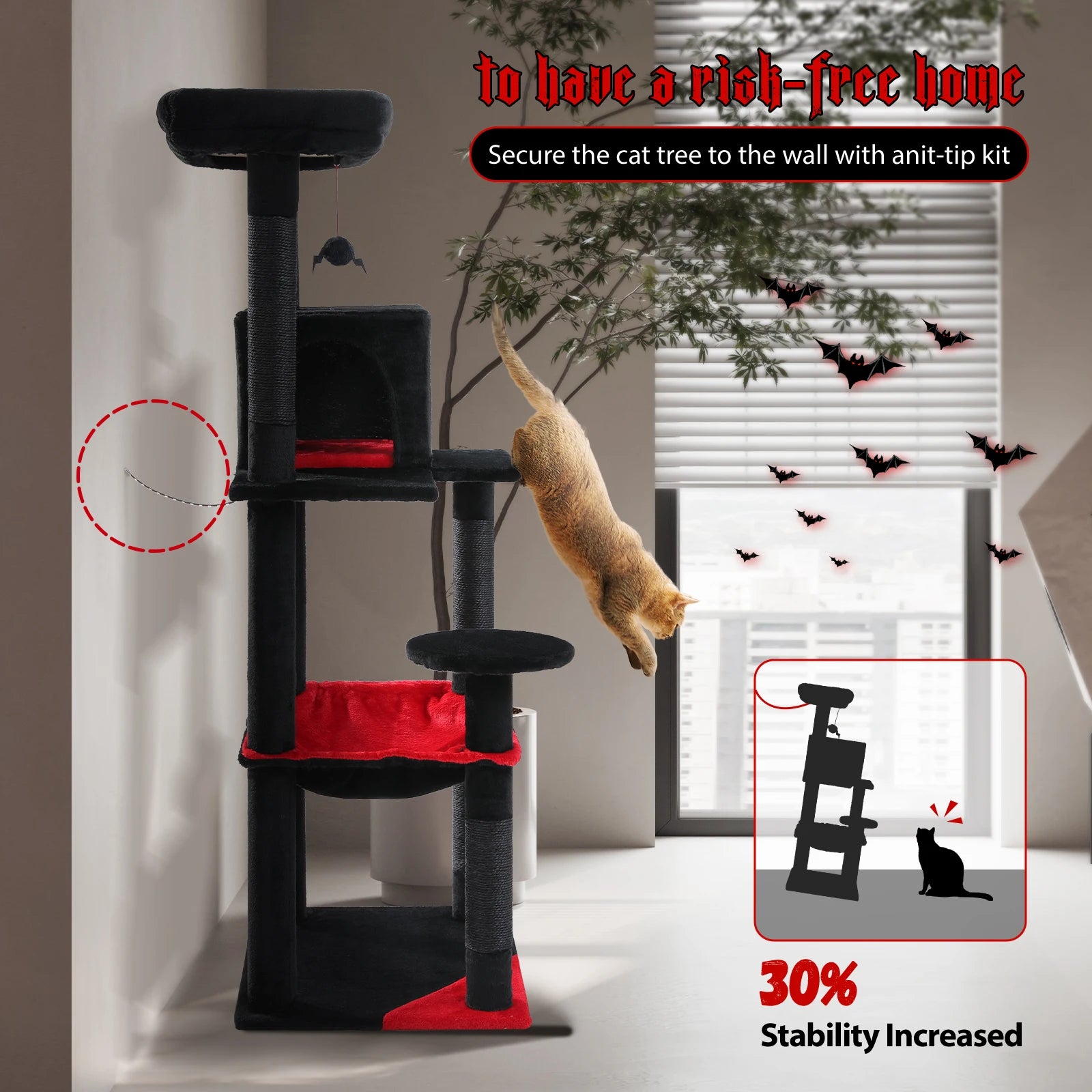 PAWZ Road 5-Level Cat Tree Tower | Large Hammock, Sisal Scratching Posts & Cozy Condo for Indoor Cats