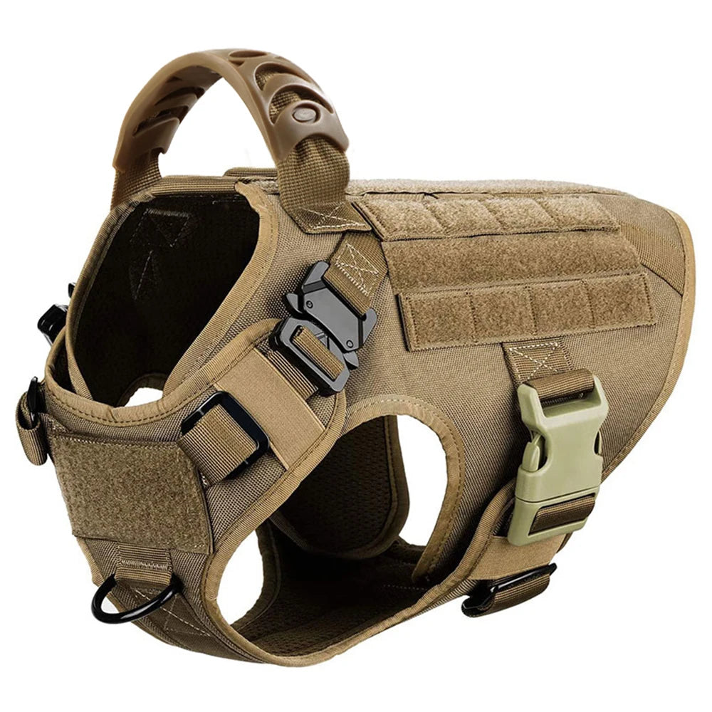 PETRAVEL Tactical Dog Harness & Leash Set | 1050D Nylon Vest | Quick-Release, MOLLE System | S–XL for Medium & Large Dogs