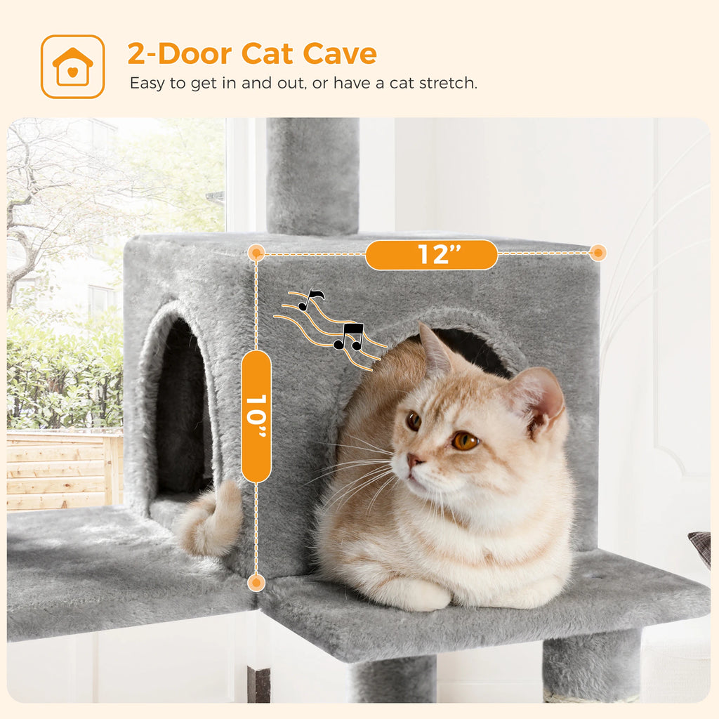 PAWZ Road 5-Level Cat Tree Tower | Large Hammock, Sisal Scratching Posts & Cozy Condo for Indoor Cats