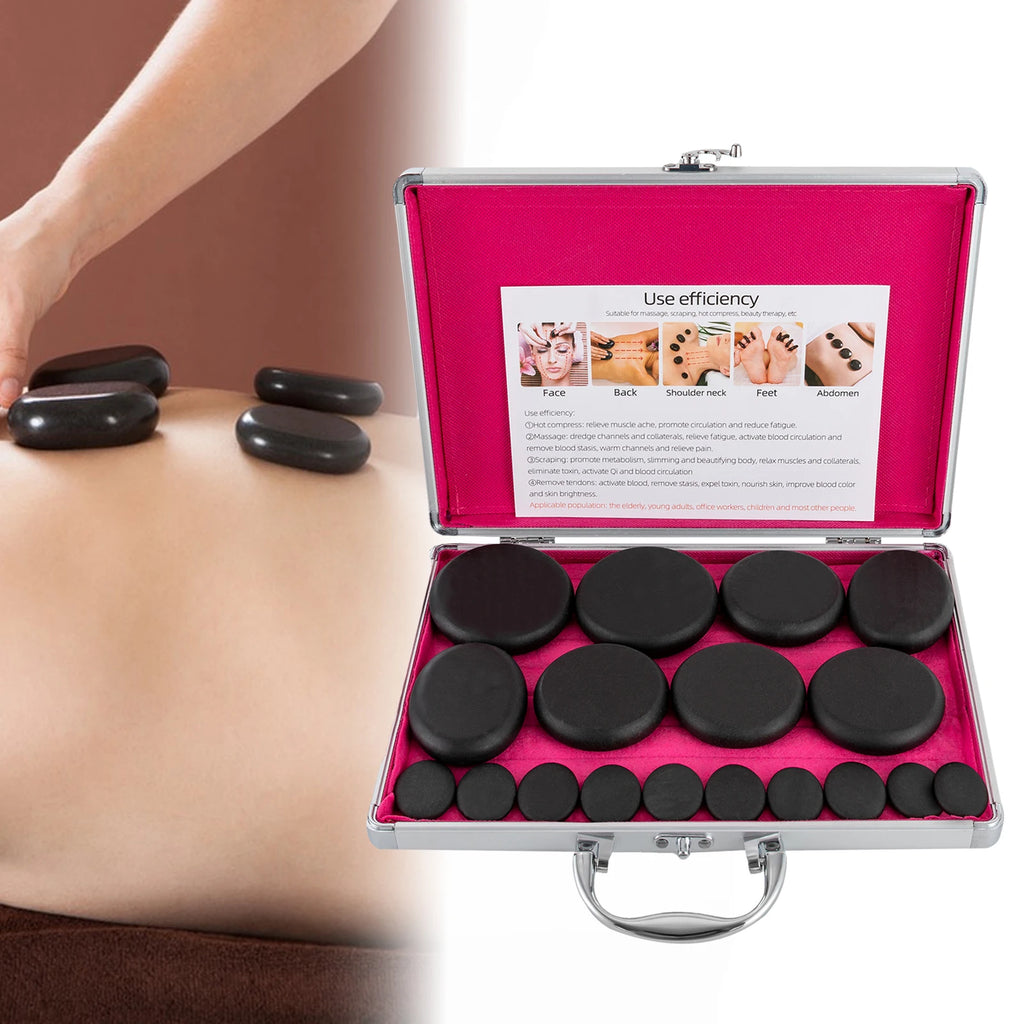 Hot Stones Massage Set - Professional Heating Stone Kit with Heater Box