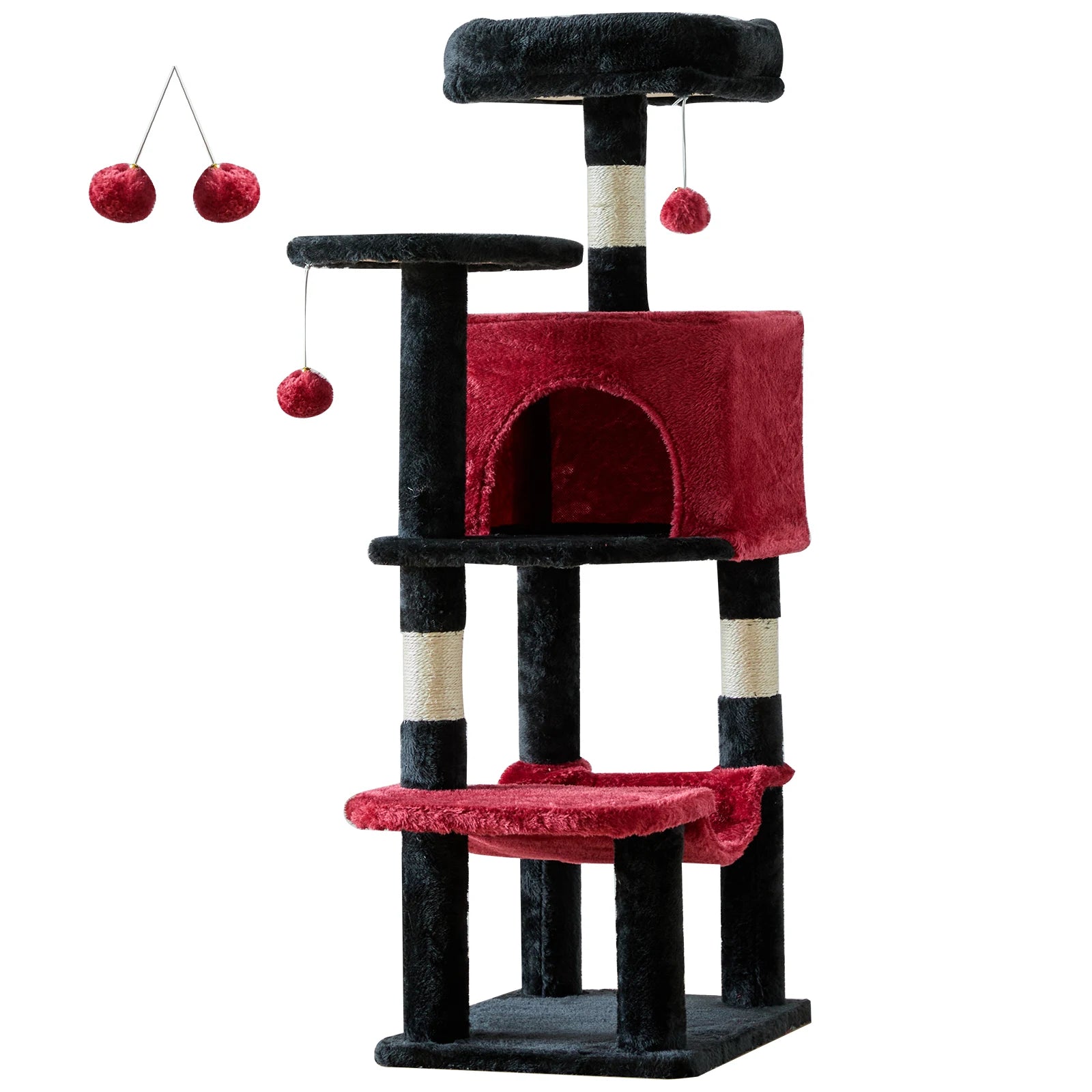 JHK 44" Multi-Level Cat Tree Tower | 4-Tier Climbing Tower with Condo, Hammock & Sisal Scratching Posts | For 2–3 Cats
