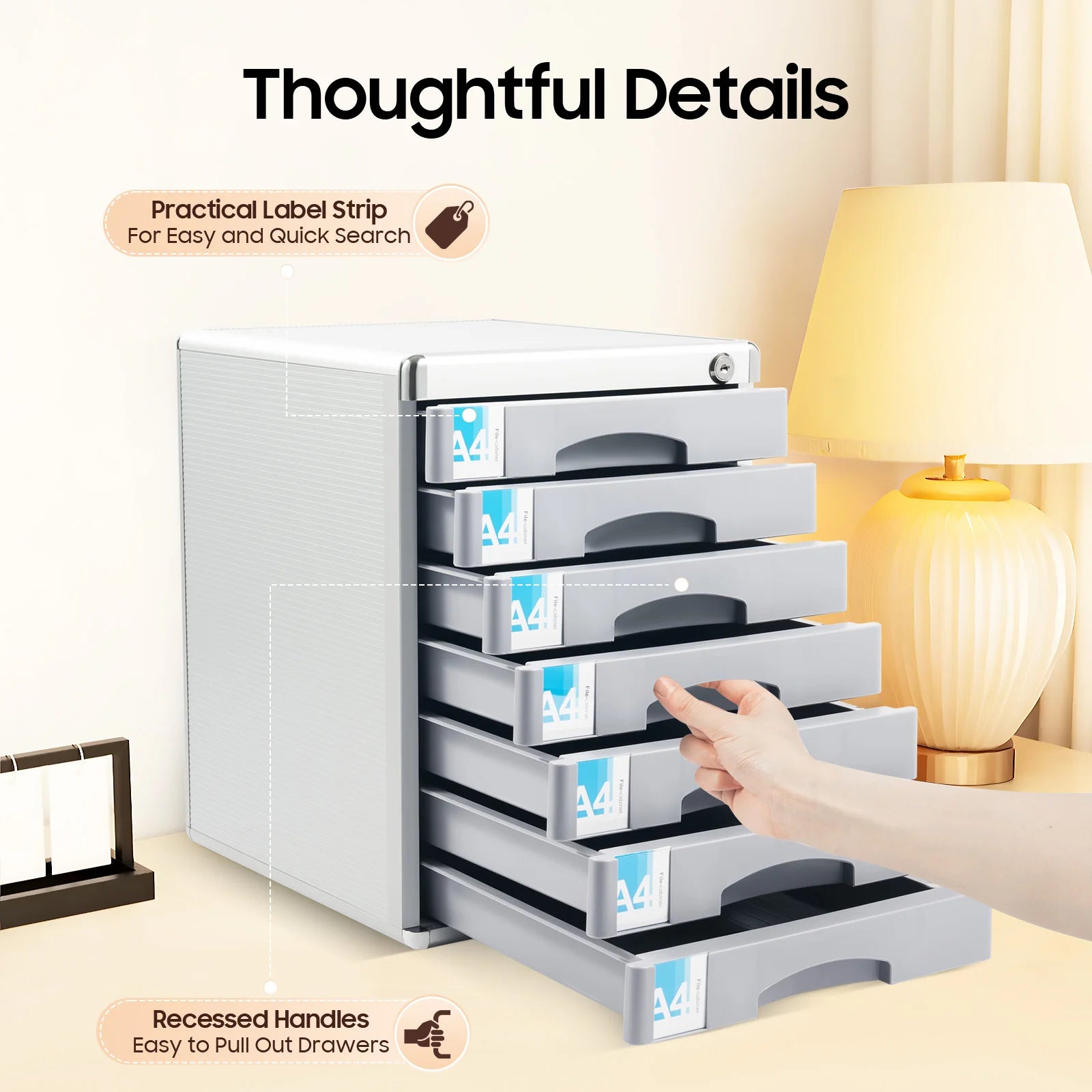 7-Tier Document Labeling Box - Multi-Layer Desktop File Organizer & Storage