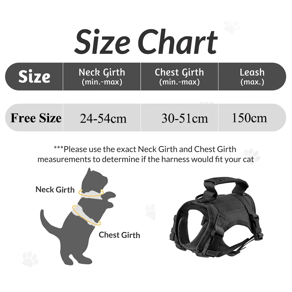 LISM Tactical Cat Harness | Escape-Proof Vest with Air Cushion Support & Control Handle | Adjustable for Cats & Small Dogs