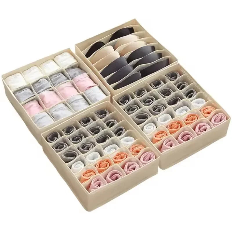 Underwear & Sock Storage Box - Compartmentalized Drawer Organizer for Clothes
