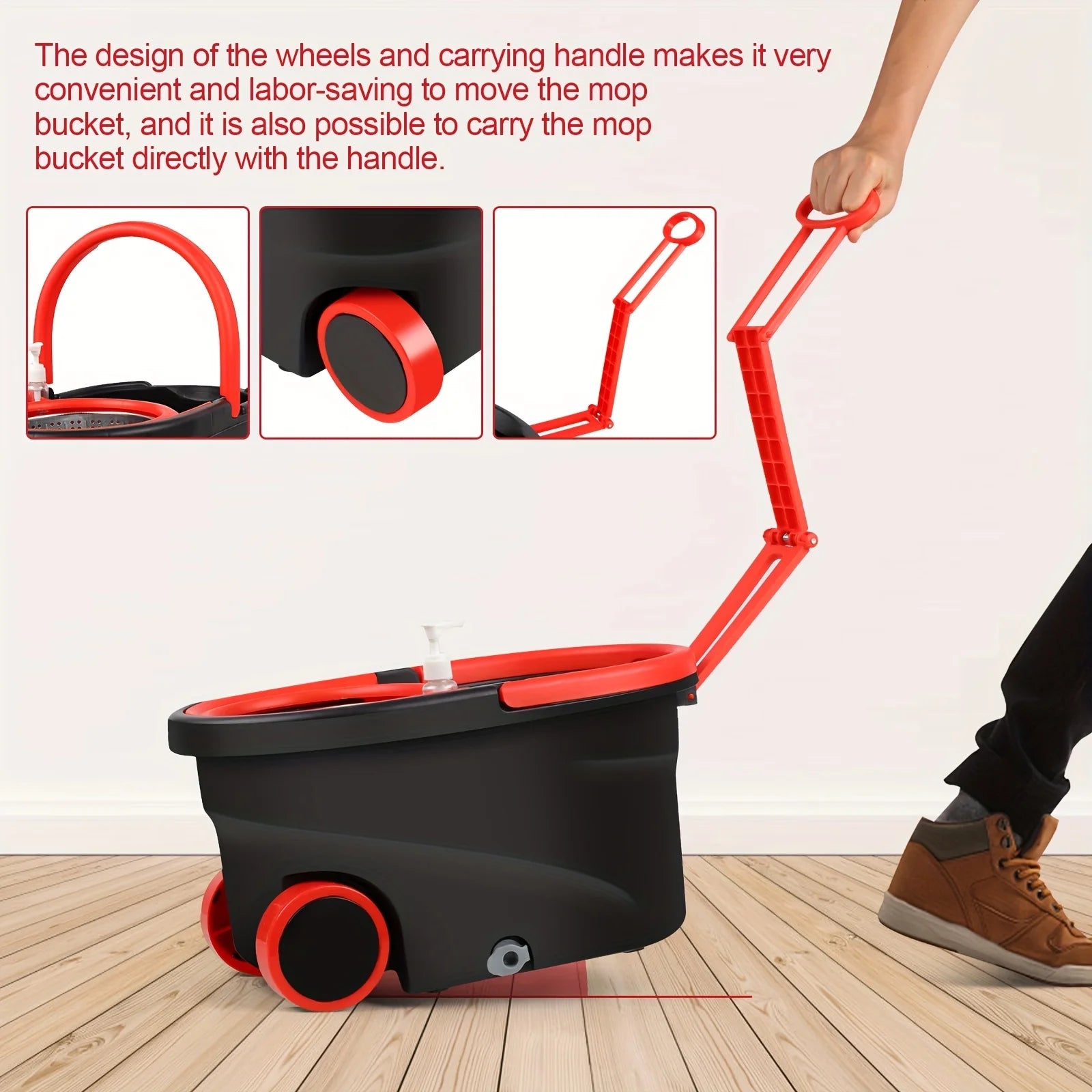 360° Spin Mop & Bucket Set with Wringer | Stainless Steel Handle, Rolling Wheels | All Hard Floors
